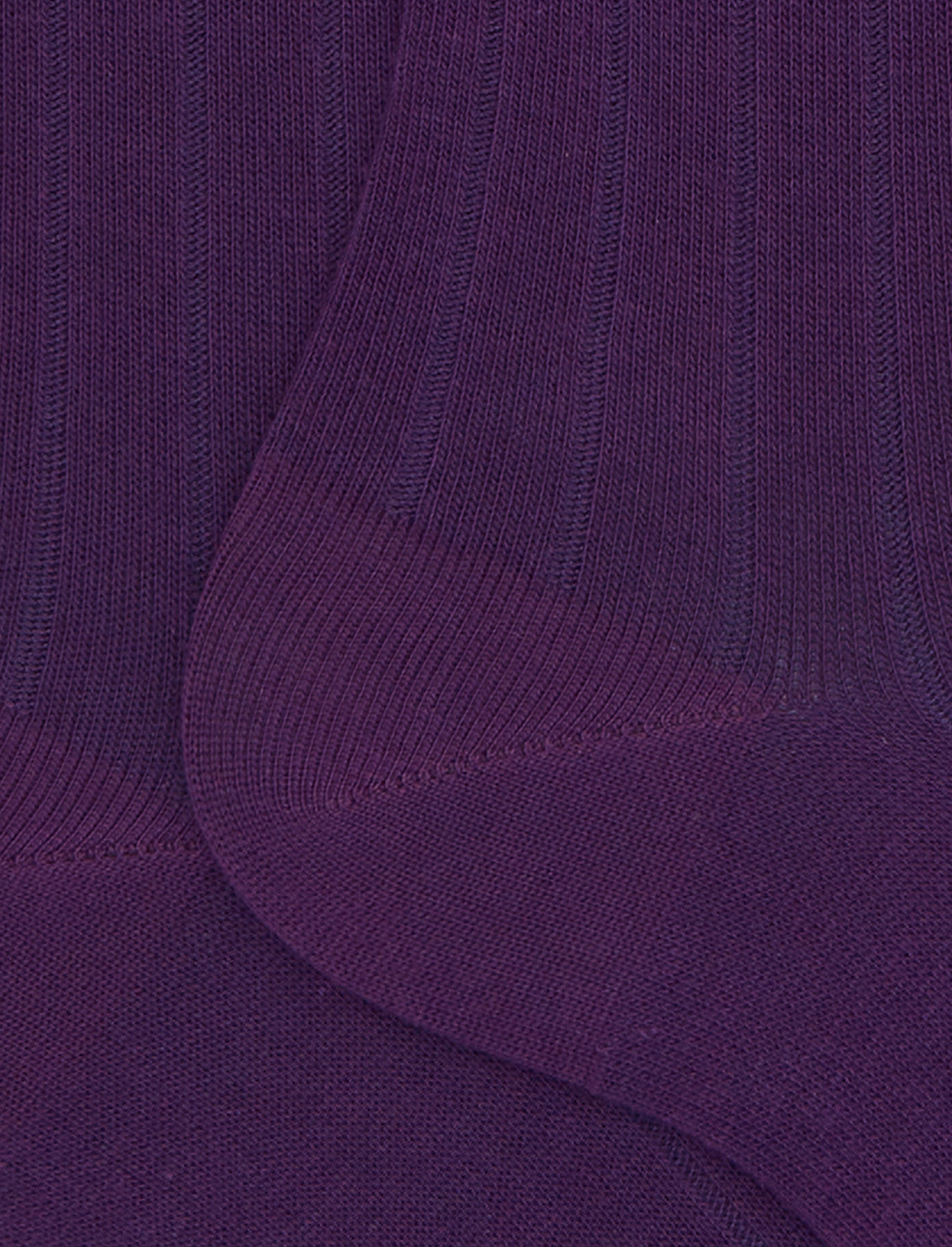 Calze lunghe uomo cotone viola tinta unita a coste