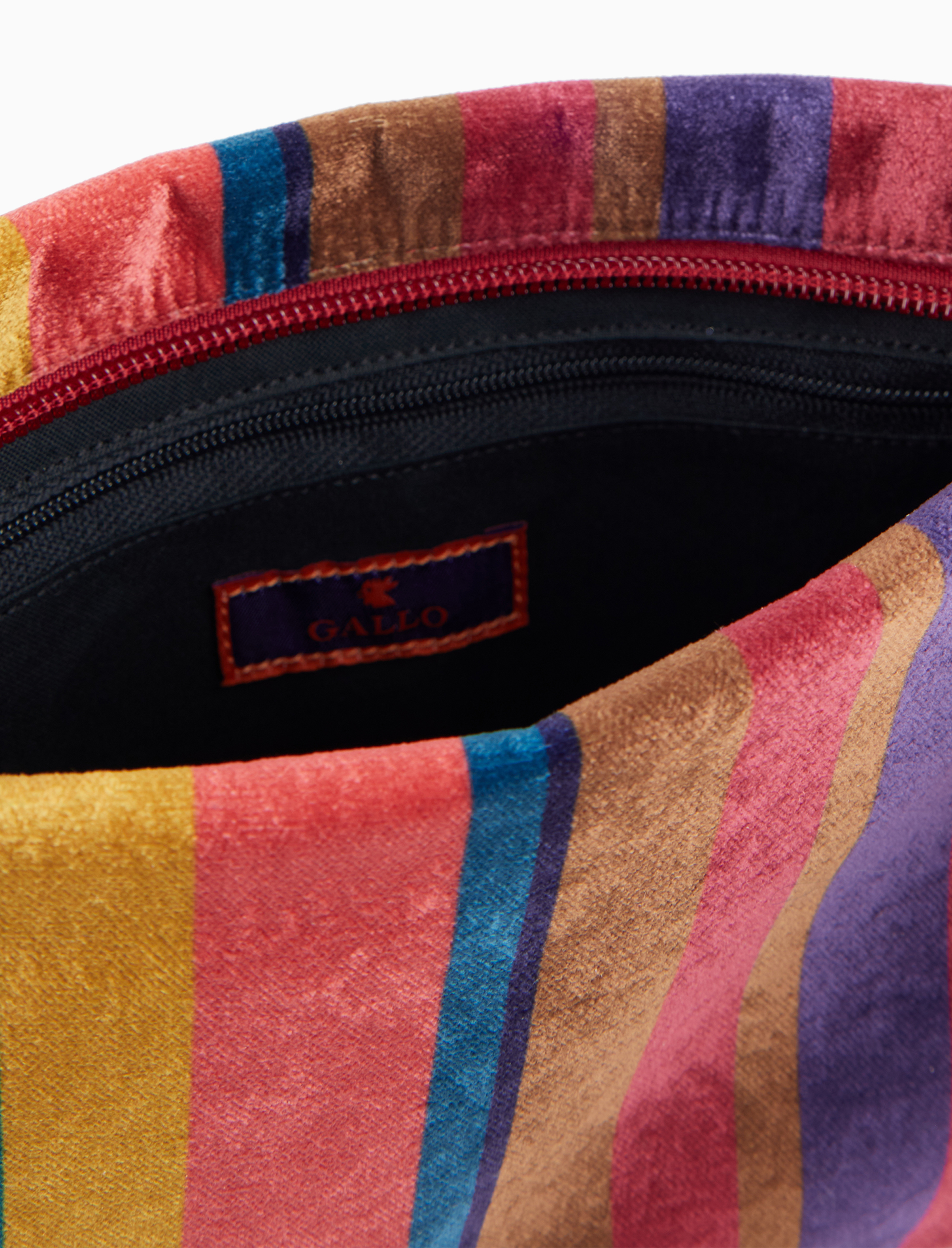 Pochette patta donna velluto bord&ograve; righe multicolor