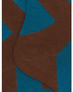 Calze lunghe donna cotone marrone fantasia maxi rombo