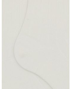 Calze lunghe donna cotone bianco tinta unita a coste