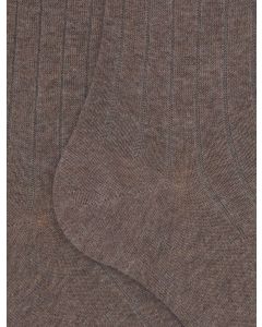 Calze lunghe donna cotone beige tinta unita a coste