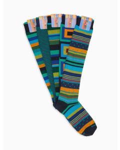 Box con 5 paia di calze lunghe uomo cotone fantasia mix di icone verde Gallo