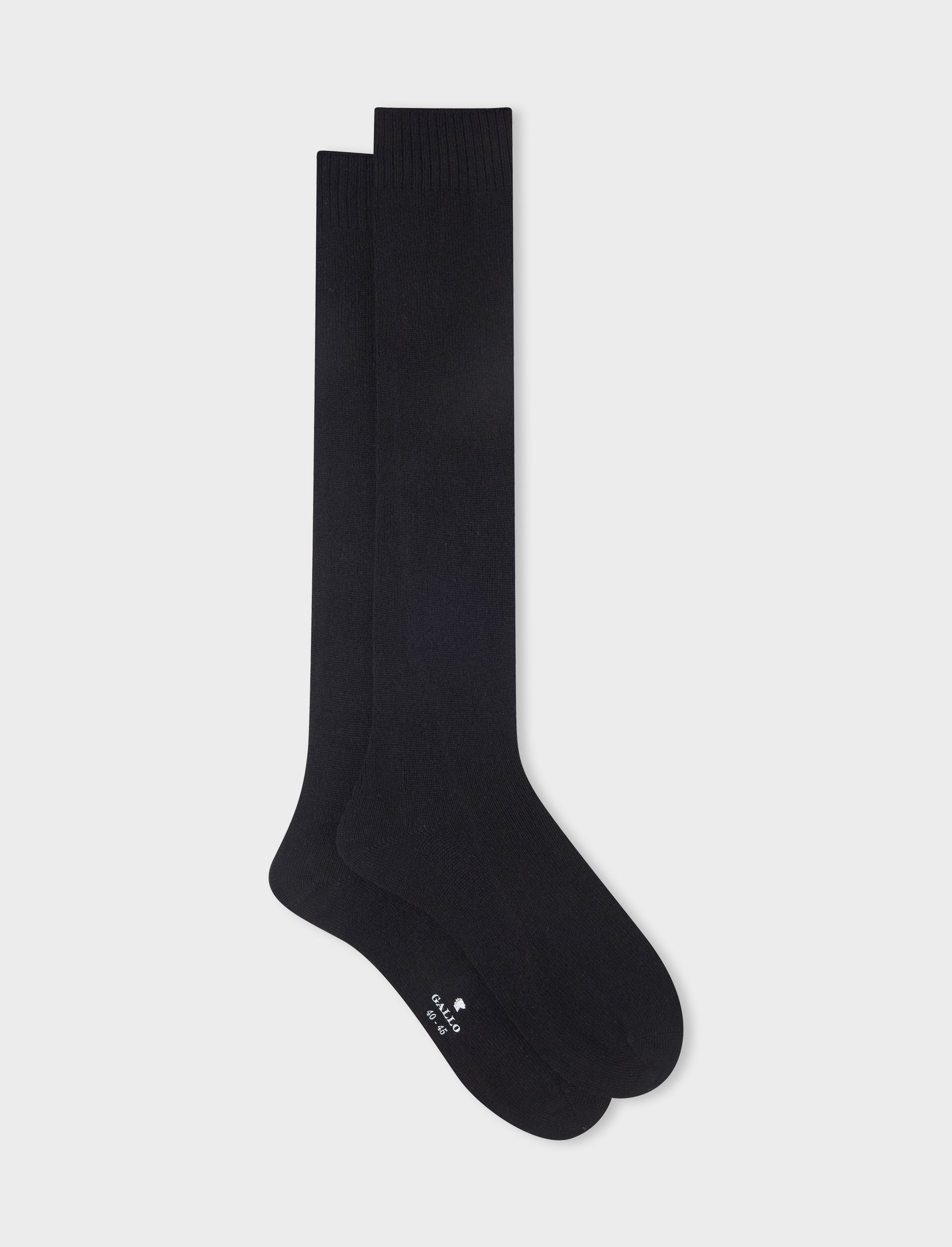 Men's long plain black cashmere socks Gallo