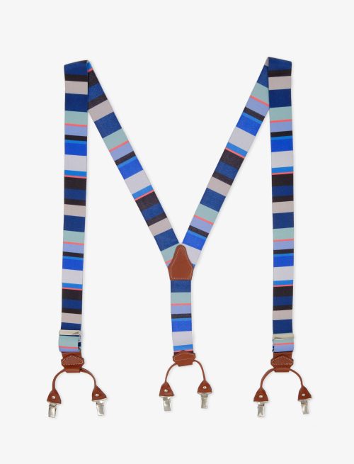 Elastic royal unisex suspenders with multicoloured stripes - Braces | Gallo 1927 - Official Online Shop