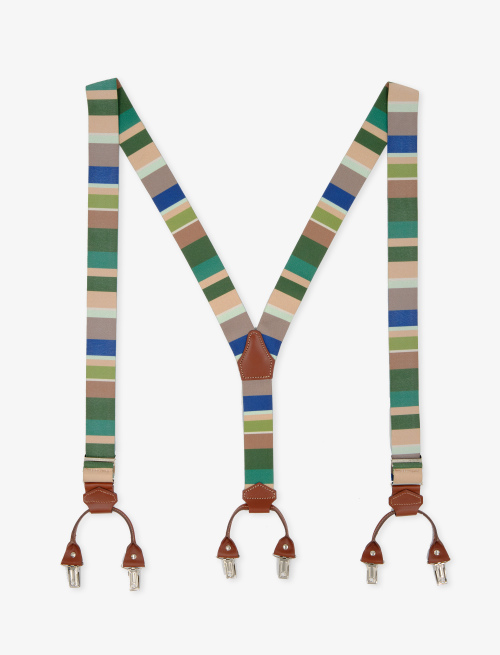 Elastic army unisex suspenders with multicoloured stripes - Braces | Gallo 1927 - Official Online Shop