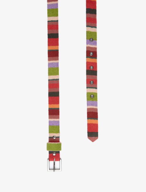 Women's low carmine red fleece belt with multicoloured stripes - Lifestyle | Gallo 1927 - Official Online Shop