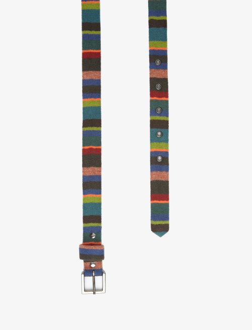 Women's low forest green fleece belt with multicoloured stripes - Lifestyle | Gallo 1927 - Official Online Shop
