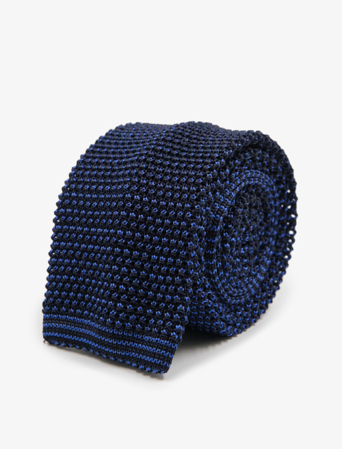 Men's blue/brick red silk tie with iridescent motif | Gallo 1927 - Official Online Shop