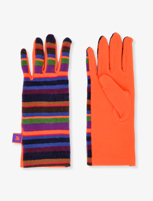 Women's royal blue fleece gloves with multicoloured stripes - Lifestyle | Gallo 1927 - Official Online Shop