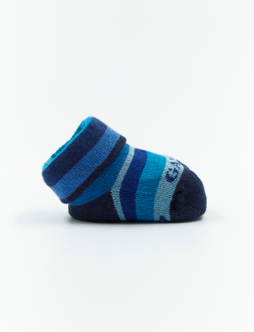 Kids' royal cotton booties with multicoloured stripes | Gallo 1927 - Official Online Shop