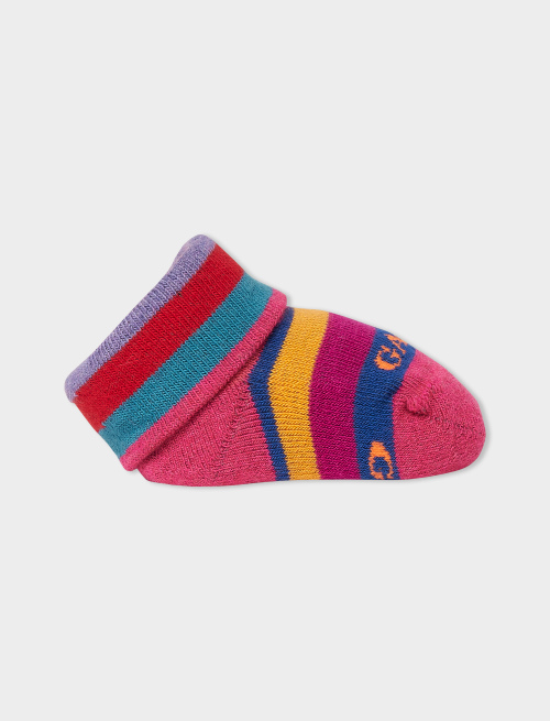 Kids' erica cotton booties with multicoloured stripes | Gallo 1927 - Official Online Shop