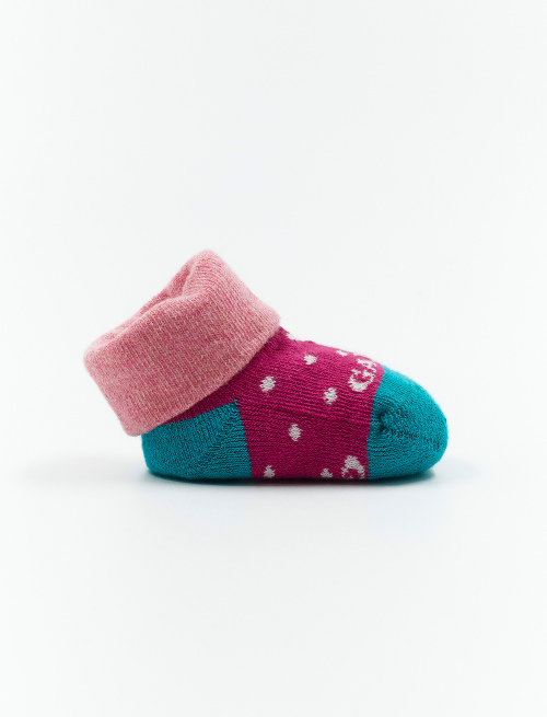 Kids' fuchsia cotton booties with polka dots | Gallo 1927 - Official Online Shop