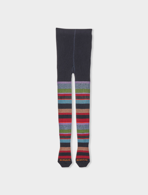 Kids' blue cotton tights with multicoloured stripes - Tights | Gallo 1927 - Official Online Shop