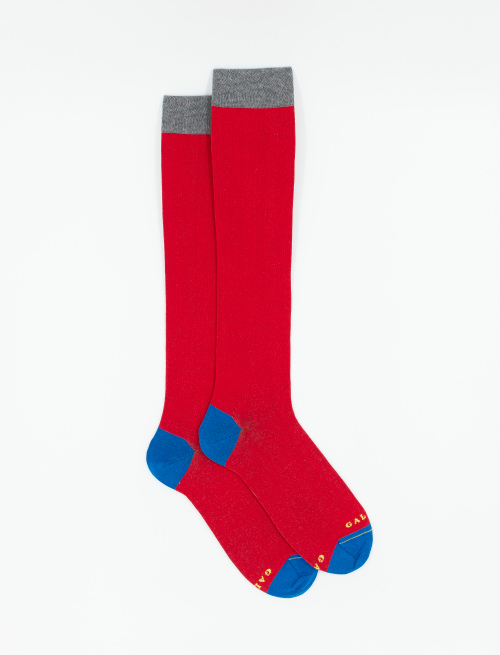 Men's long plain poppy socks in ultra-light cotton | Gallo 1927 - Official Online Shop