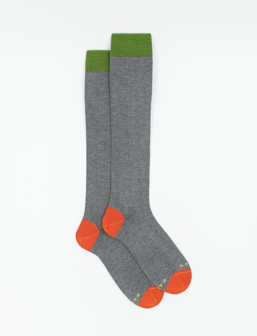 Men's long plain lead grey socks in ultra-light cotton | Gallo 1927 - Official Online Shop