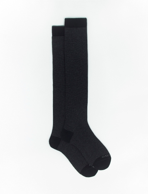 Men's long blue cotton socks with two-tone stripes - Best Seller | Gallo 1927 - Official Online Shop