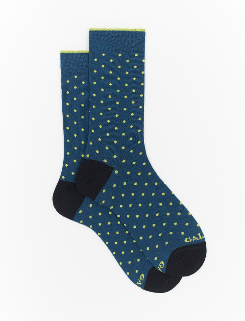 Men's short lake blue cotton socks with polka dots - Polka Dot Gallo | Gallo 1927 - Official Online Shop