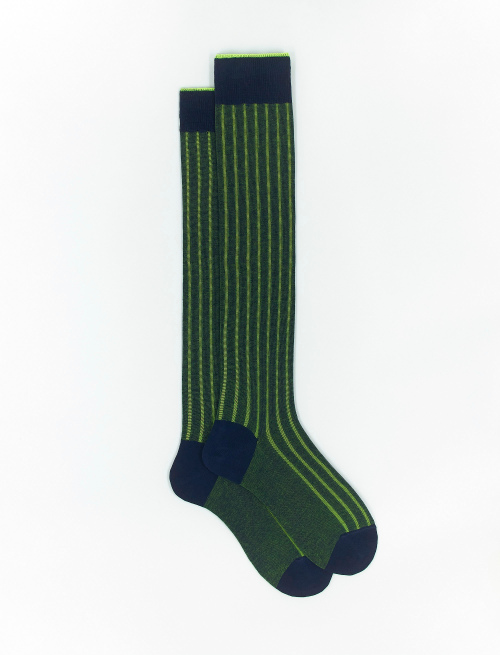 Men's long royal blue plated cotton socks with wide rib stitch - Vanisè | Gallo 1927 - Official Online Shop