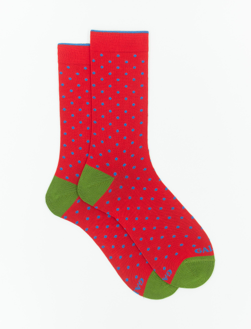 Men's short red light cotton socks with polka dots - Polka Dot Gallo | Gallo 1927 - Official Online Shop