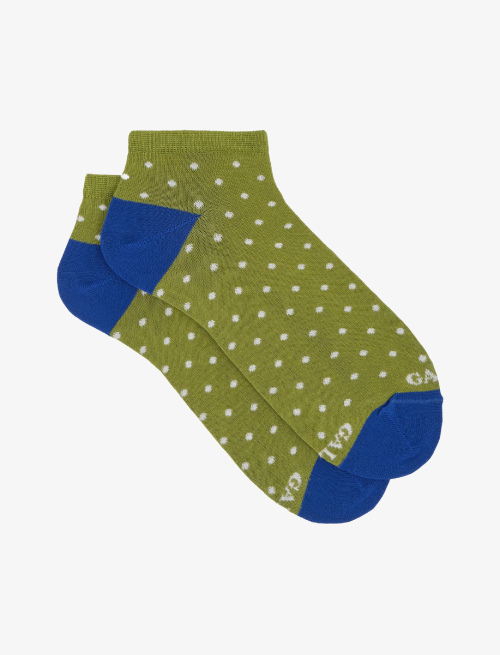 Men's grass green light cotton ankle socks with polka dots - Polka Dot Gallo | Gallo 1927 - Official Online Shop