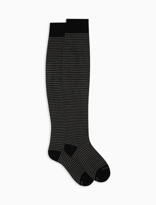 Women's thigh-high black cotton socks with Windsor stripes - Parisian | Gallo 1927 - Official Online Shop