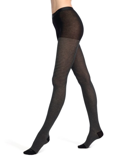 Women's black cotton tights with Windsor stripes - Tights | Gallo 1927 - Official Online Shop