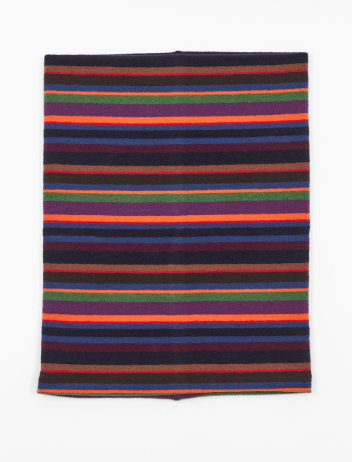 Unisex multi-use royal blue fleece neck warmer with multicoloured stripes - Lifestyle | Gallo 1927 - Official Online Shop