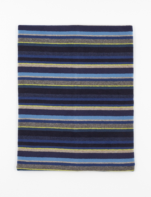 Unisex multi-use blue fleece neck warmer with multicoloured stripes - Lifestyle | Gallo 1927 - Official Online Shop