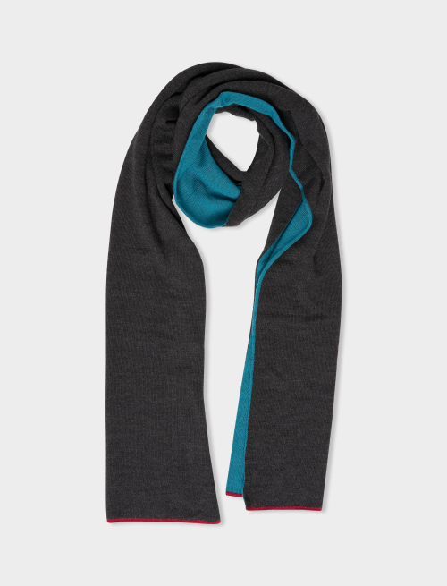 Women's plain charcoal grey wool, silk and cashmere scarf - Accessories | Gallo 1927 - Official Online Shop
