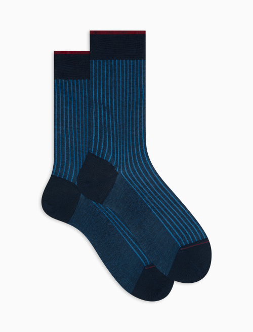 Men's short ocean blue plated cotton socks | Gallo 1927 - Official Online Shop