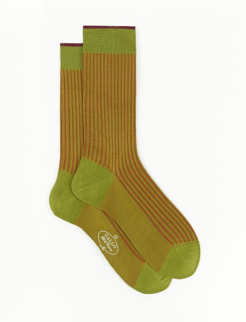 Men's short grass green plated cotton socks - The New Dandy | Gallo 1927 - Official Online Shop