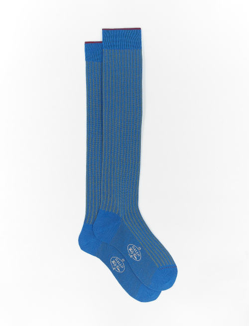 Men's long french blue plated cotton and wool socks - Vanisè | Gallo 1927 - Official Online Shop