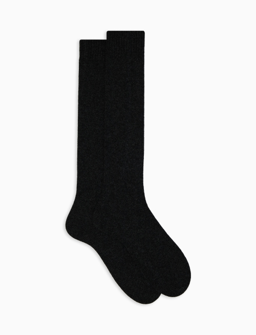 Men's long plain charcoal grey cashmere socks | Gallo 1927 - Official Online Shop