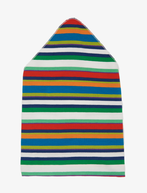 Kids's white cotton scarf with multicoloured strips - Accessories | Gallo 1927 - Official Online Shop