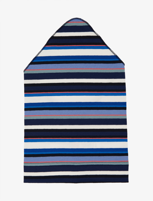 Kids' royal blue cotton scarf with multicoloured stripes - Accessories | Gallo 1927 - Official Online Shop