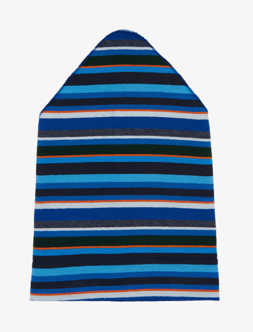 Kids's ocean blue cotton scarf with multicoloured strips - Accessories | Gallo 1927 - Official Online Shop