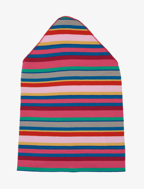 Kids's hyacinth cotton scarf with multicoloured strips - Accessories | Gallo 1927 - Official Online Shop