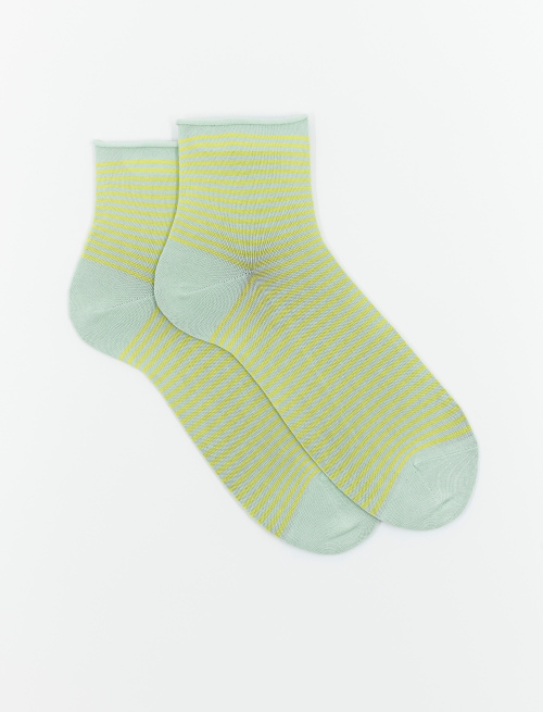 Women's super short aloe socks in ultra-light cotton with Windsor stripes and rolled cuff - Woman | Gallo 1927 - Official Online Shop