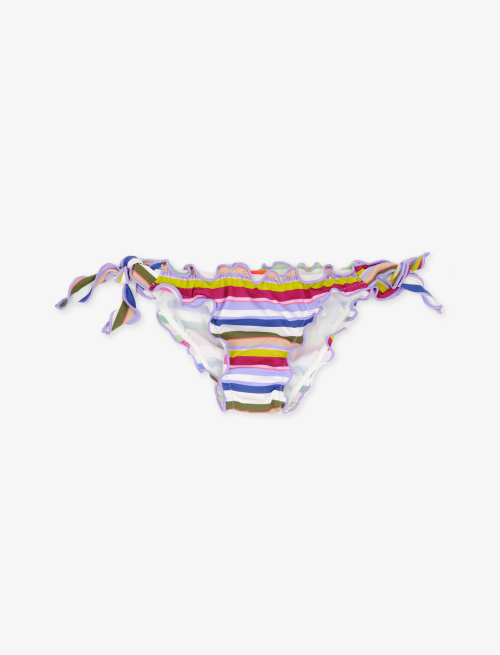 Kids' white polyamide swimming briefs with multicoloured stripes - Beachwear | Gallo 1927 - Official Online Shop