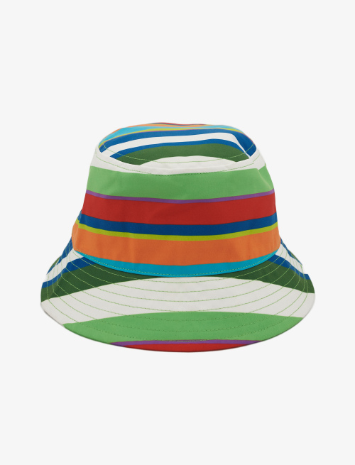 Unisex white polyester rain hat with multicoloured stripes - Accessories | Gallo 1927 - Official Online Shop