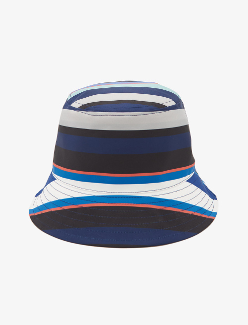 Unisex royal blue polyester rain hat with multicoloured stripes - Man | Gallo 1927 - Official Online Shop