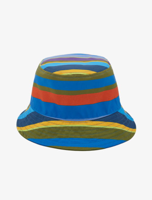 Unisex periwinkle blue polyester rain hat with multicoloured stripes - Accessories | Gallo 1927 - Official Online Shop