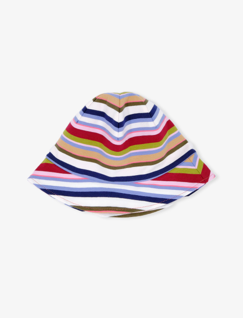 Kids' white cotton bucket hat with multicoloured stripes - Lifestyle | Gallo 1927 - Official Online Shop