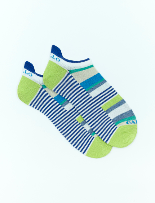 Men's white light cotton sneaker socks with multicoloured and Windsor stripes - Socks | Gallo 1927 - Official Online Shop