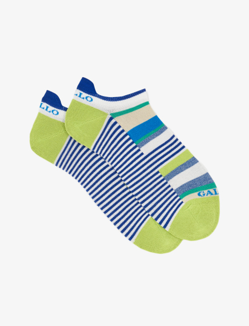 Women's white light cotton sneaker socks with multicoloured and Windsor stripes - Socks | Gallo 1927 - Official Online Shop