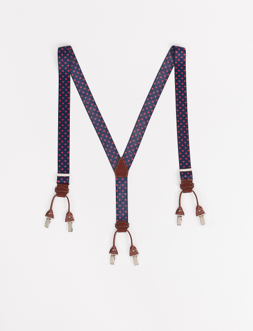 Elastic navy blue unisex suspenders with polka dots - Braces | Gallo 1927 - Official Online Shop
