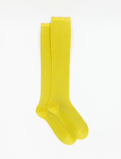 Long ribbed plain narcissus viscose socks - The Essentials | Gallo 1927 - Official Online Shop
