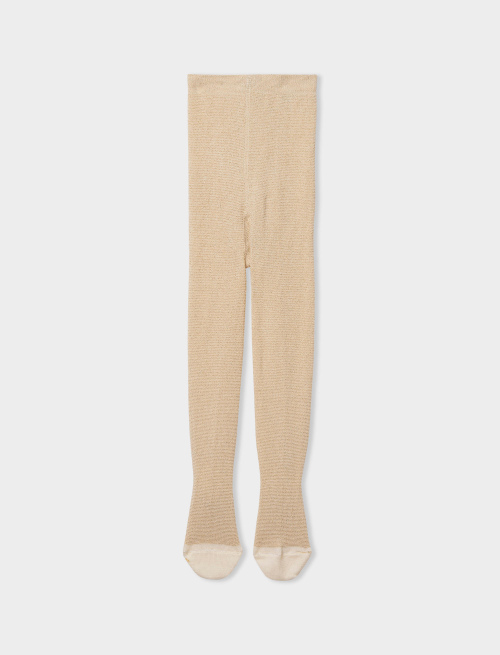 Kids' cream cotton tights with lurex stripe pattern - Tights | Gallo 1927 - Official Online Shop