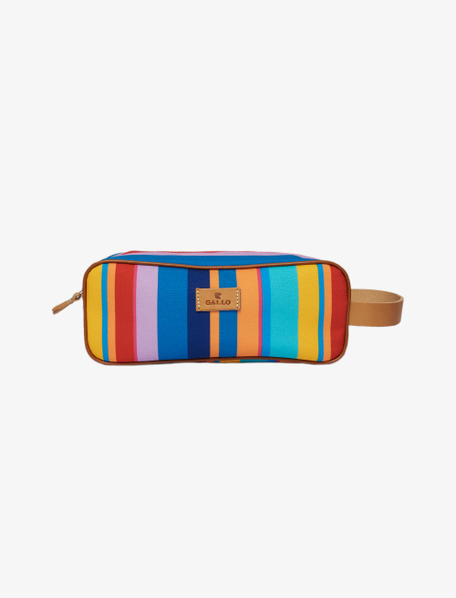 Classic unisex aegean blue polyester beauty with multicoloured stripes - Small Leather goods | Gallo 1927 - Official Online Shop