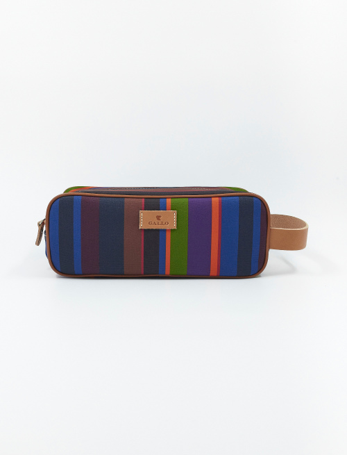 Classic unisex royal blue polyester beauty with multicoloured stripes - Small Leather goods | Gallo 1927 - Official Online Shop